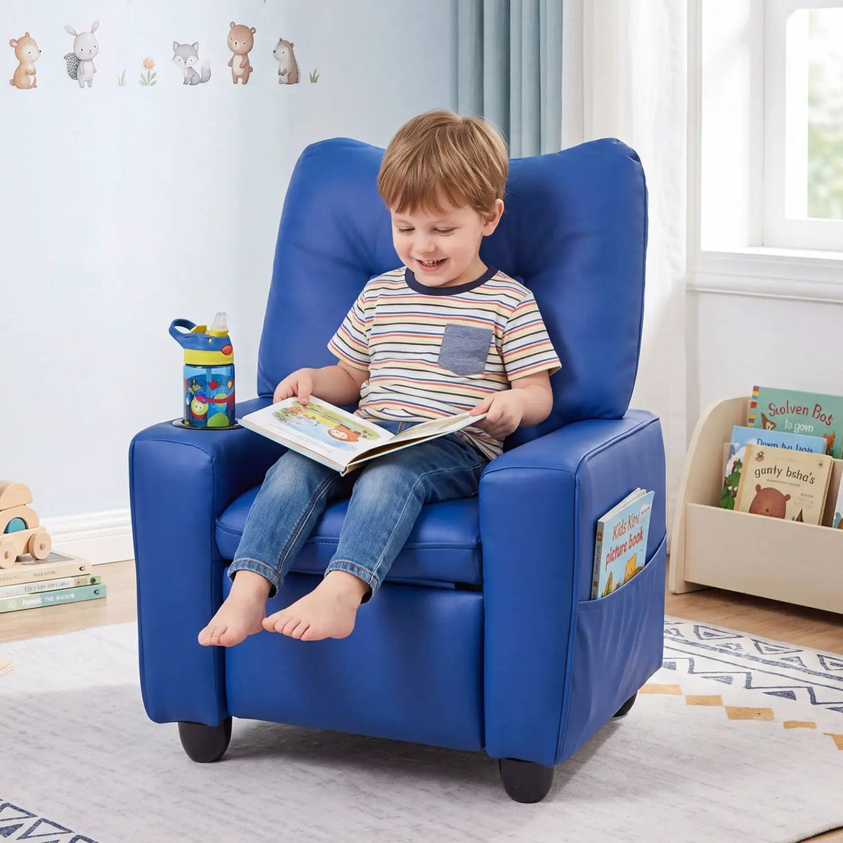 Kids Recliner Chair with Cup Holder and Adjustable Backrest by DirectDeals