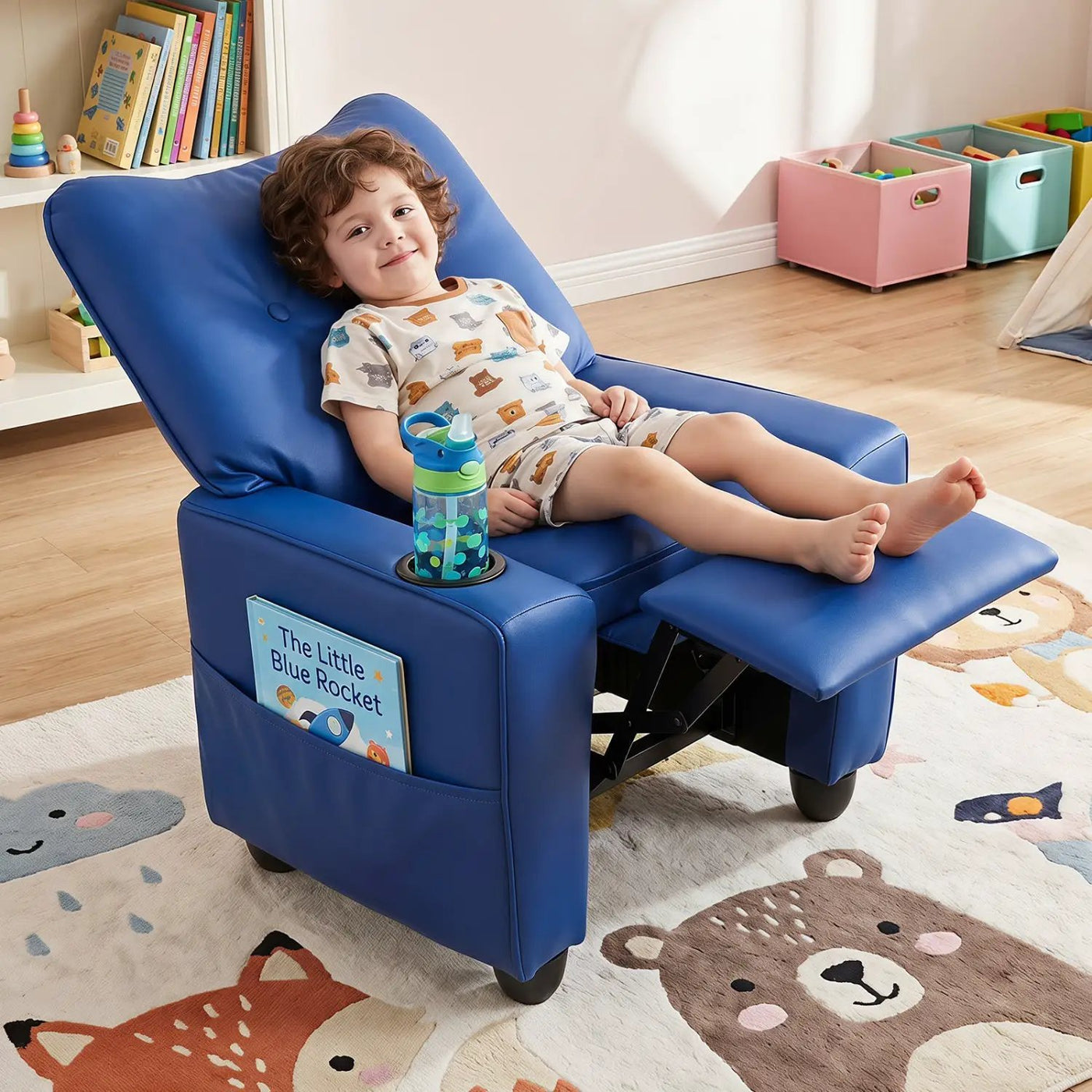 Kids Recliner Chair with Cup Holder and Adjustable Backrest by DirectDeals