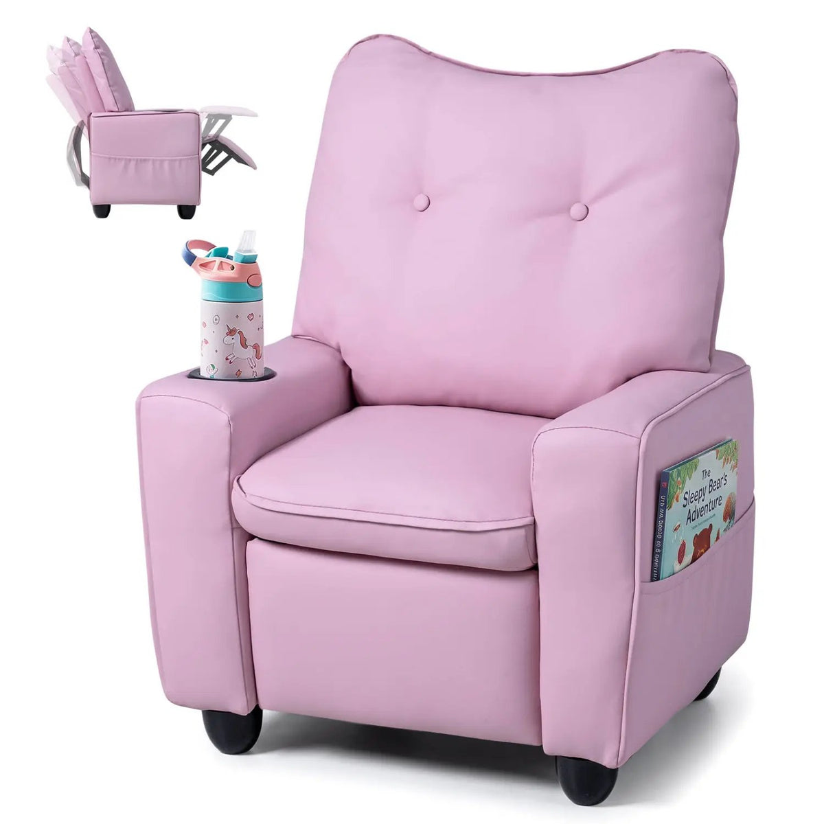 Kids Recliner Chair with Cup Holder and Adjustable Backrest by DirectDeals