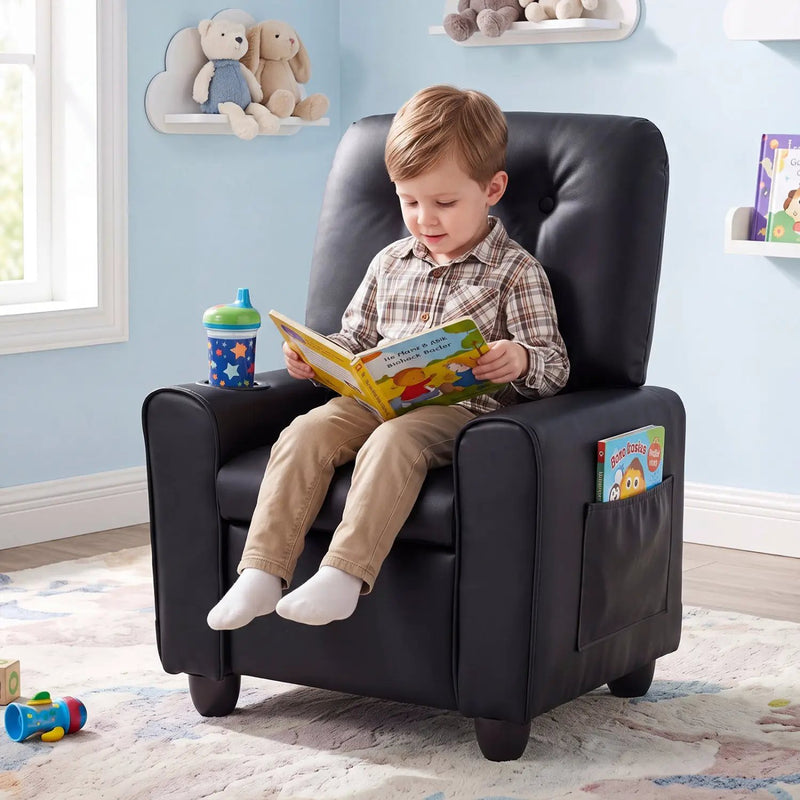 Kids Recliner Chair with Cup Holder & Adjustable Backrest by DirectDeals