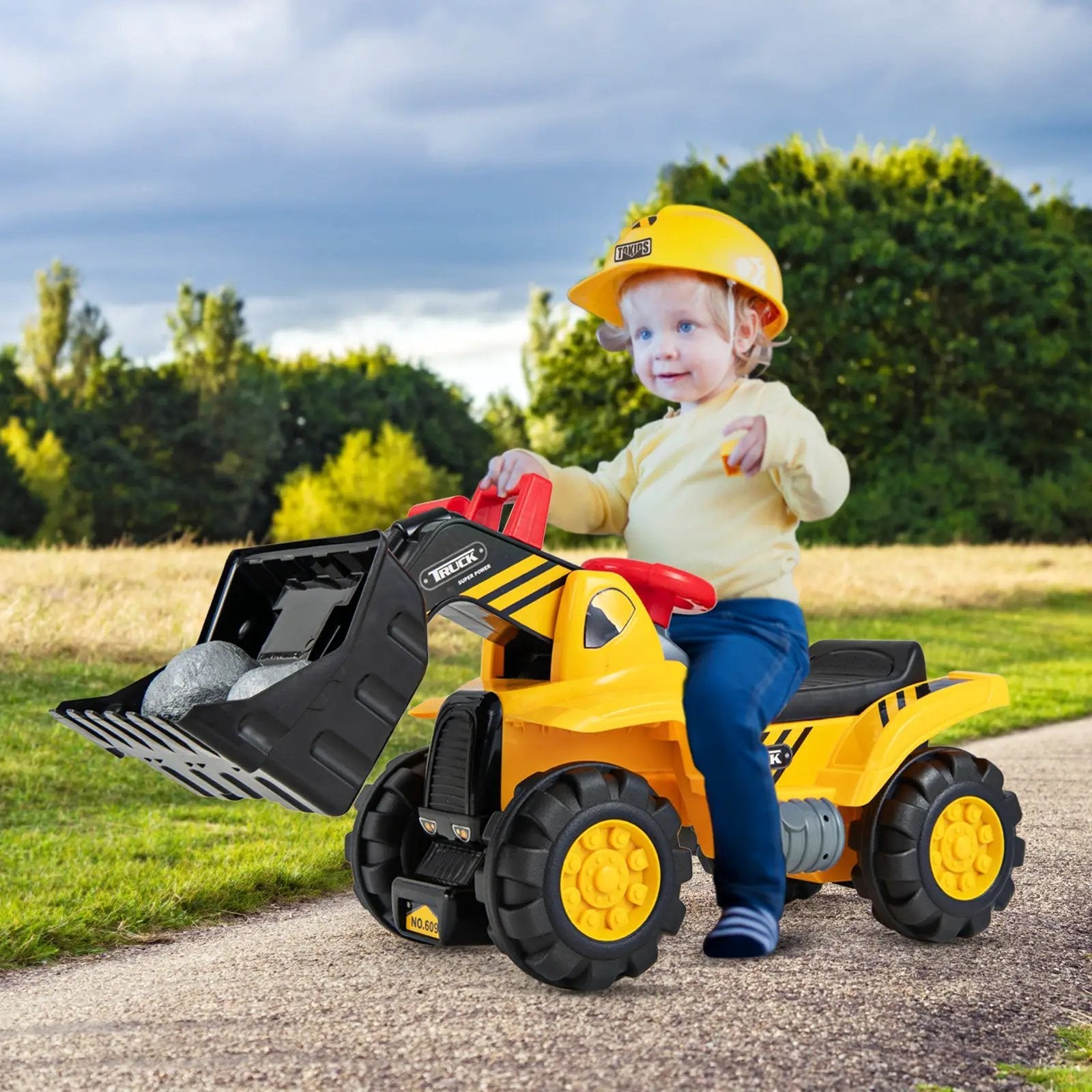 Kids Ride On Bulldozer Toy Play Truck with Adjustable Bucket Aged 3+ Years Old by DirectDeals
