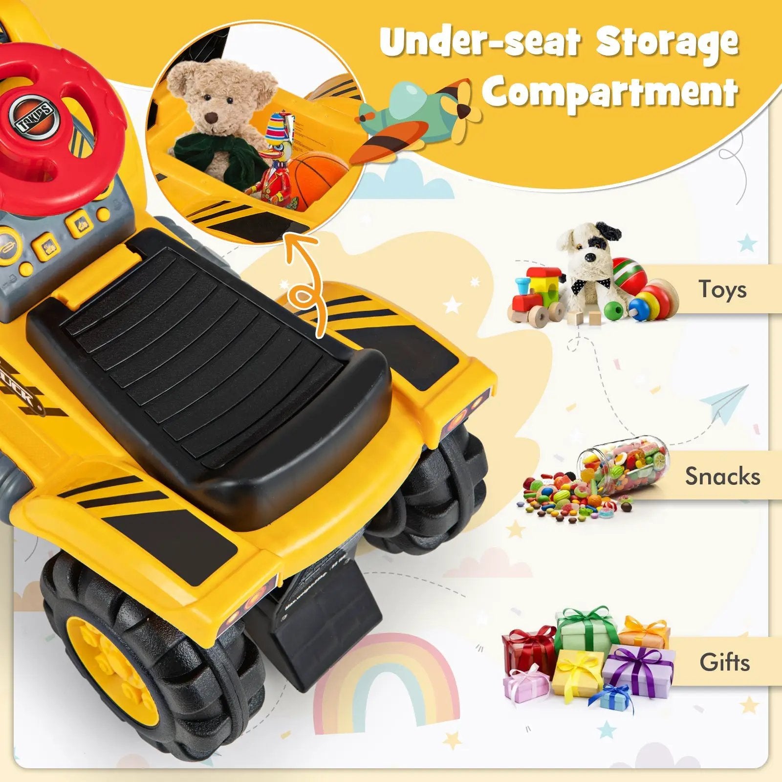 Kids Ride On Bulldozer Toy Play Truck with Adjustable Bucket Aged 3+ Years Old by DirectDeals