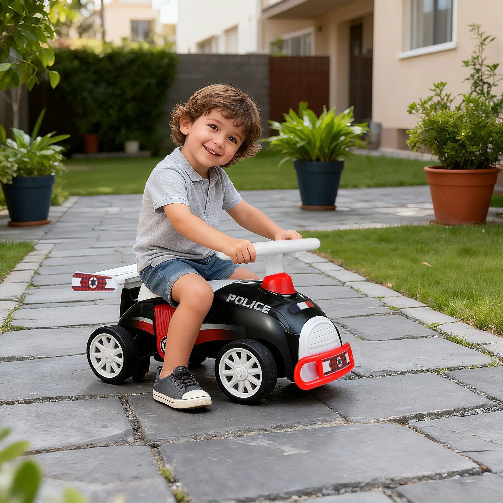 Kids Ride On Car Sliding Toy with Music and Under-Seat Storage by DirectDeals