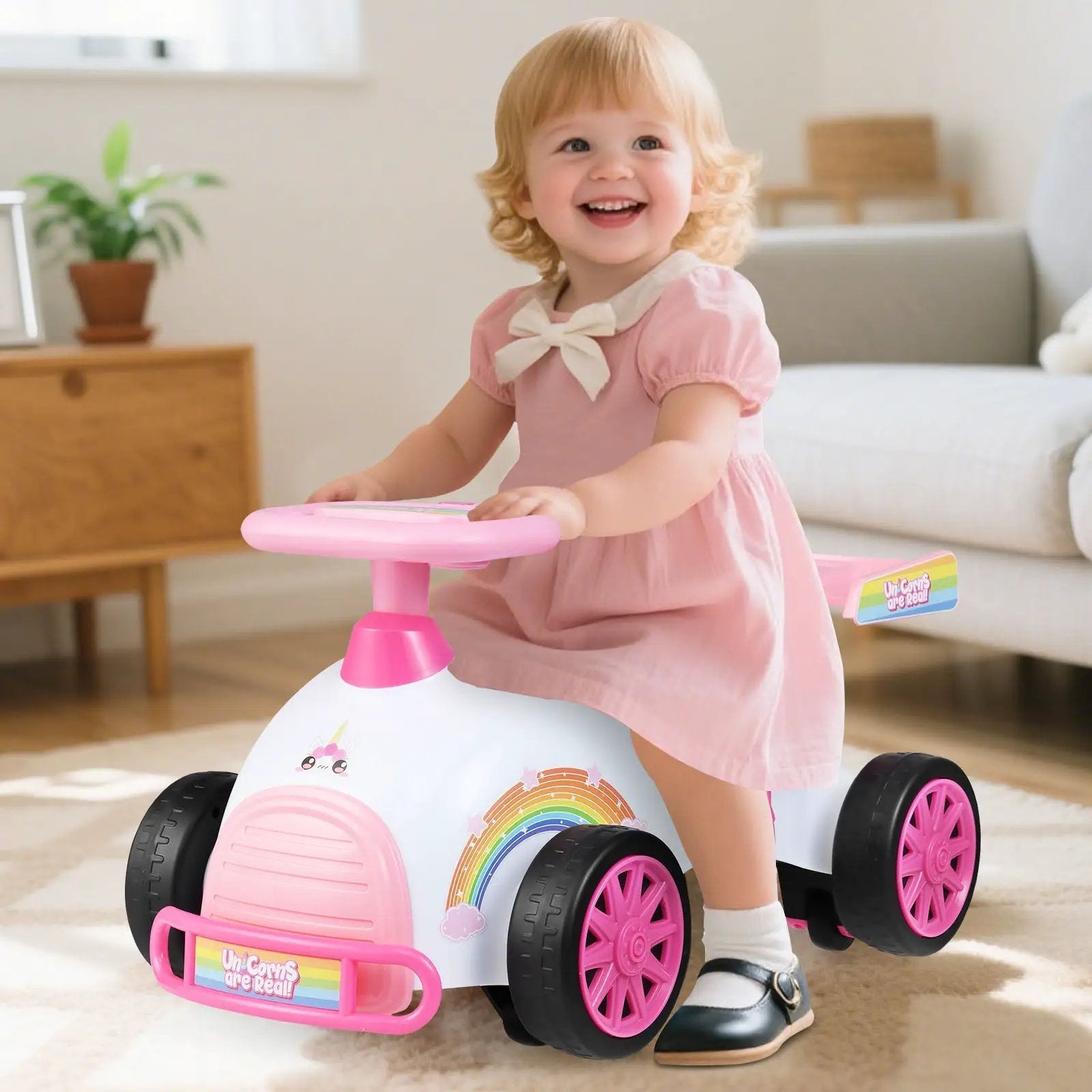 Kids Ride On Car Sliding Toy with Music and Under-Seat Storage by DirectDeals