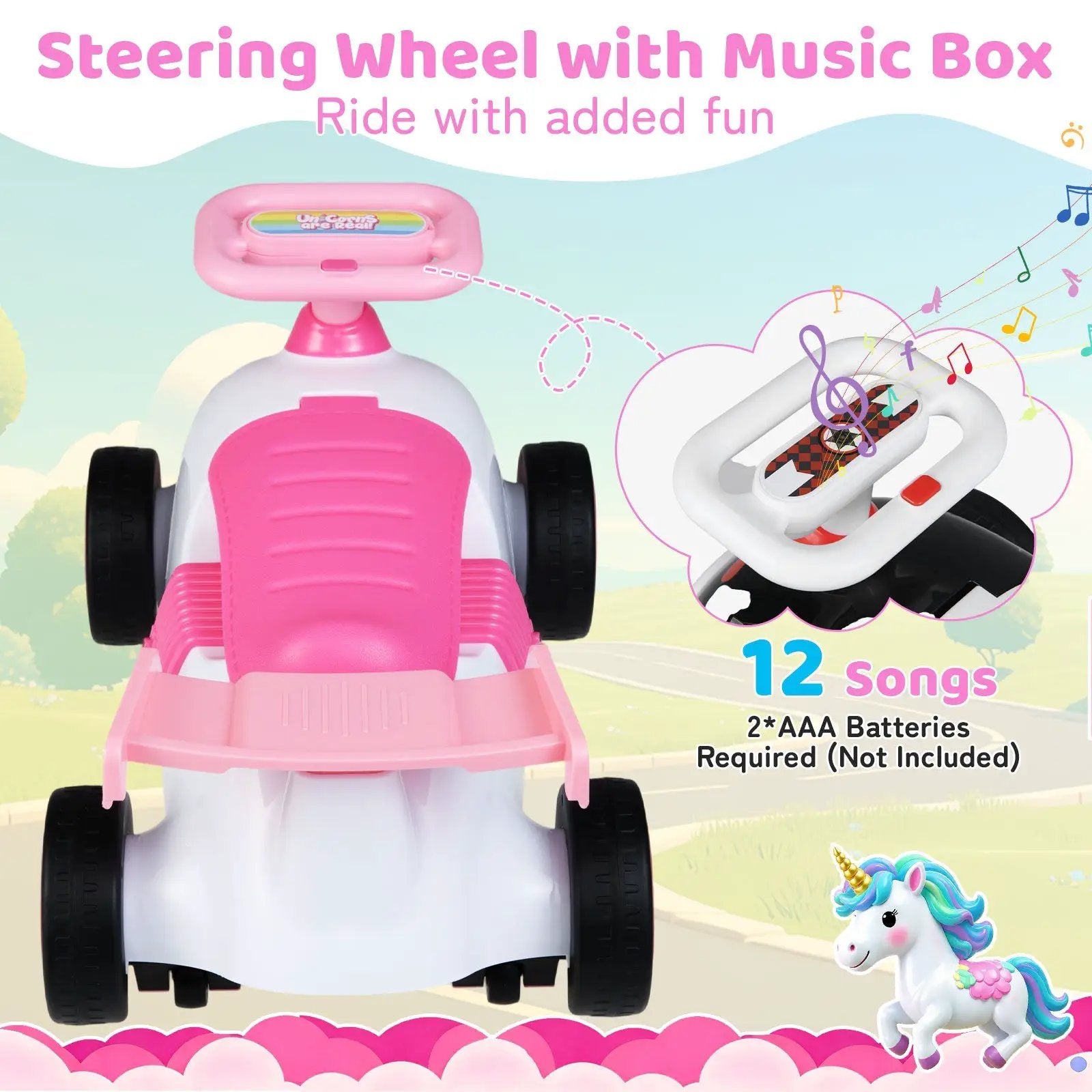 Kids Ride On Car Sliding Toy with Music and Under-Seat Storage by DirectDeals