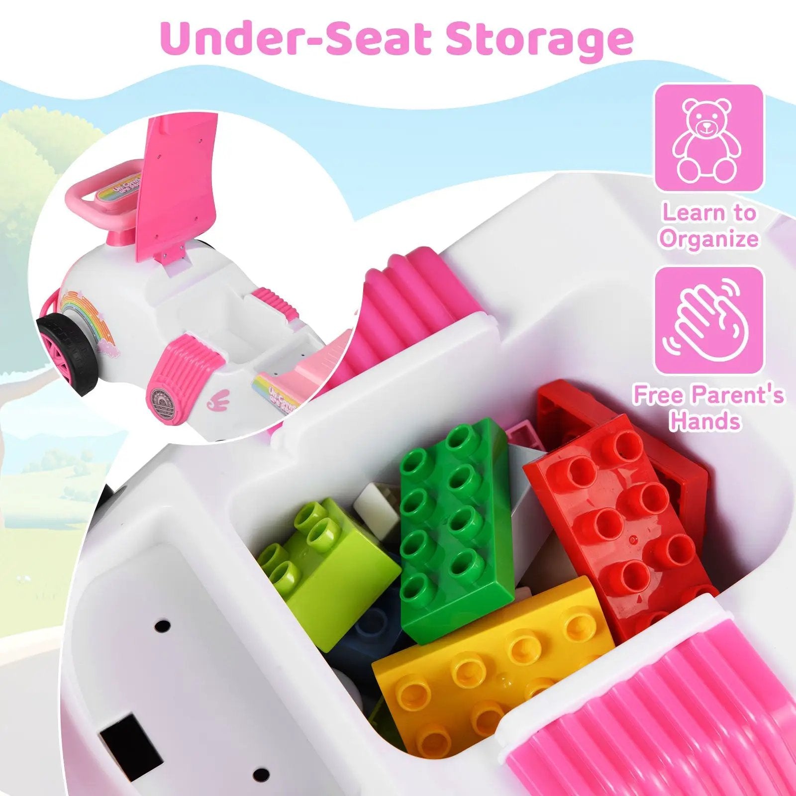 Kids Ride On Car Sliding Toy with Music and Under-Seat Storage by DirectDeals