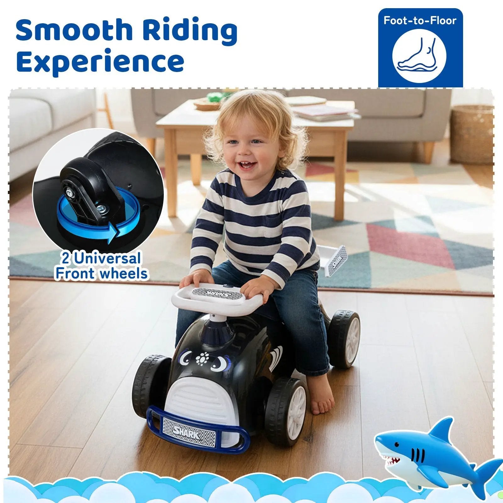 Kids Ride On Car Sliding Toy with Music and Under-Seat Storage by DirectDeals