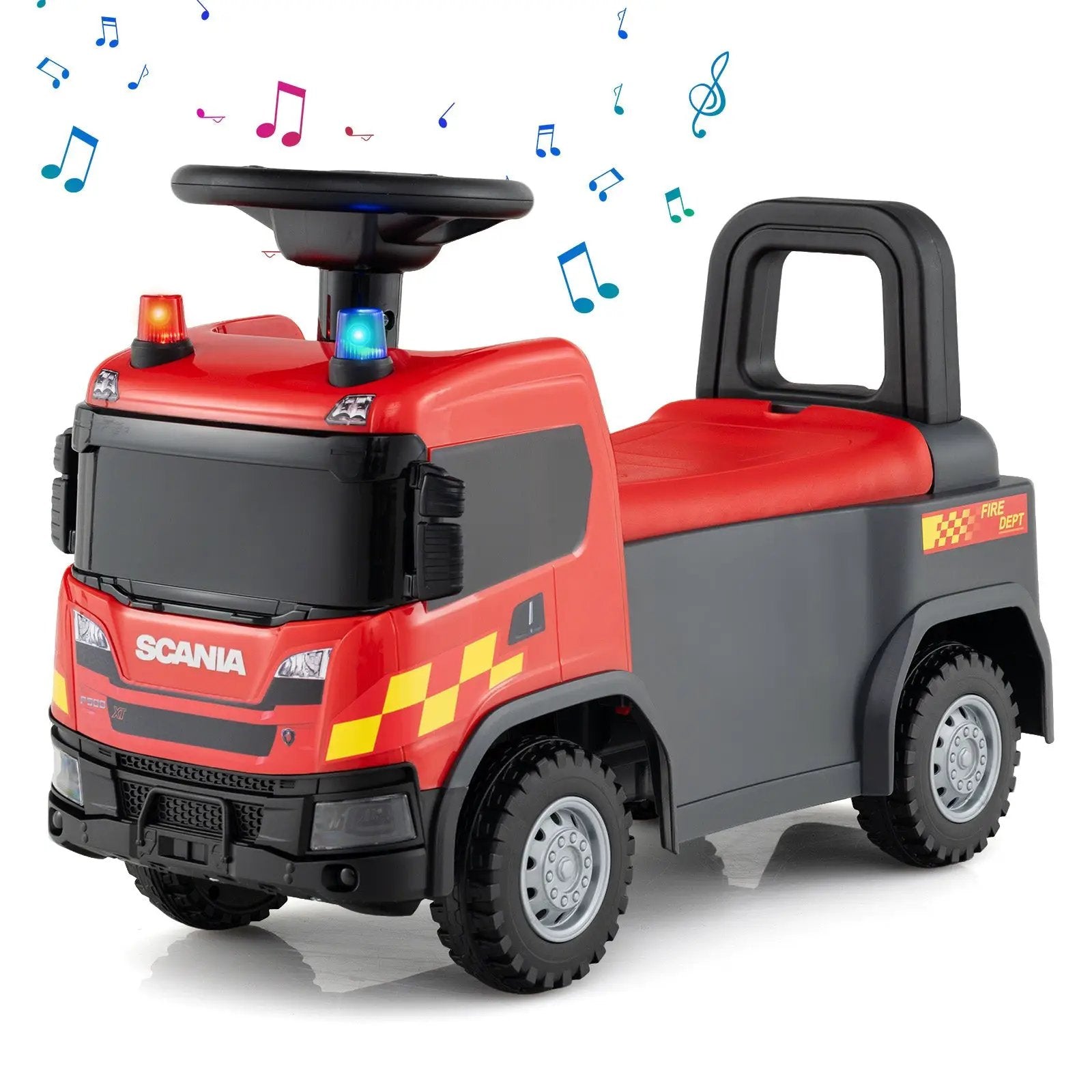 Kids Ride On Push Car Licensed SCANIA Truck Toy with Steering Wheel and Music by DirectDeals