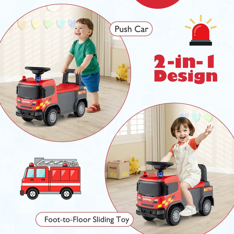 Kids Ride On Push Car Licensed SCANIA Truck Toy with Steering Wheel and Music by DirectDeals