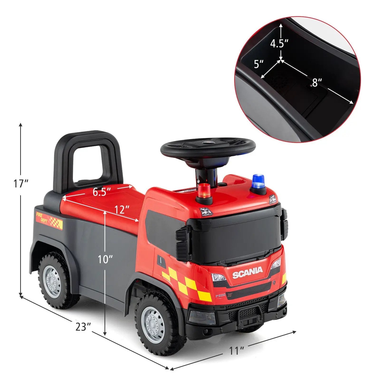 Kids Ride On Push Car Licensed SCANIA Truck Toy with Steering Wheel and Music by DirectDeals