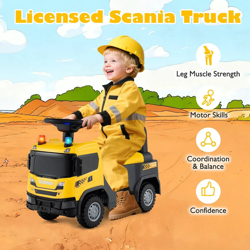 Kids Ride On Push Car Licensed SCANIA Truck Toy with Steering Wheel and Music by DirectDeals