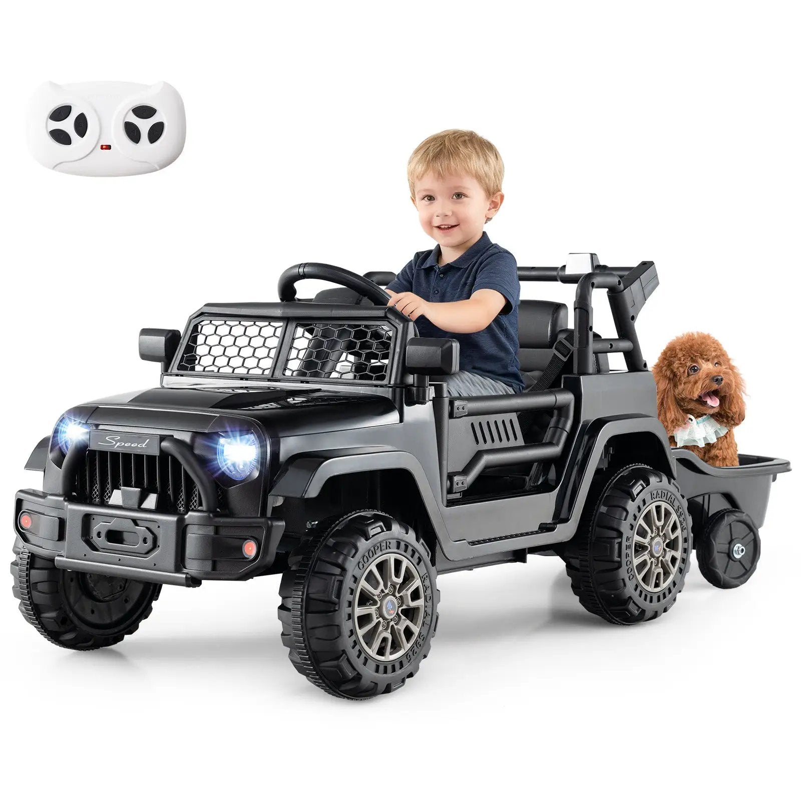 Kids Ride On UTV Car with Detachable Trailer 12V Battery Powered Ride On Truck by DirectDeals