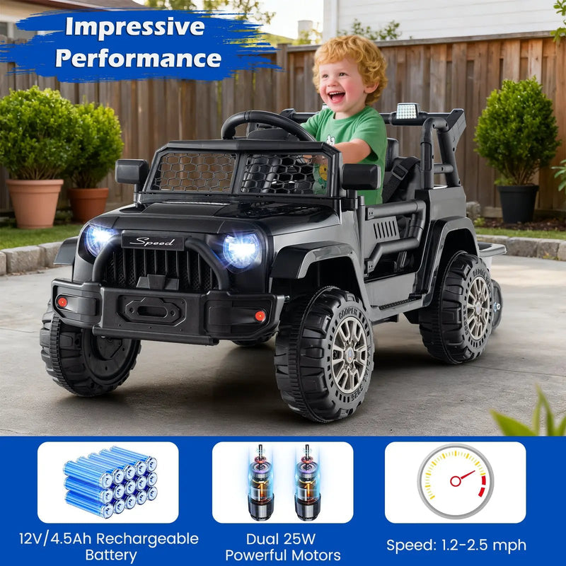 Kids Ride On UTV Car with Detachable Trailer 12V Battery Powered Ride On Truck by DirectDeals