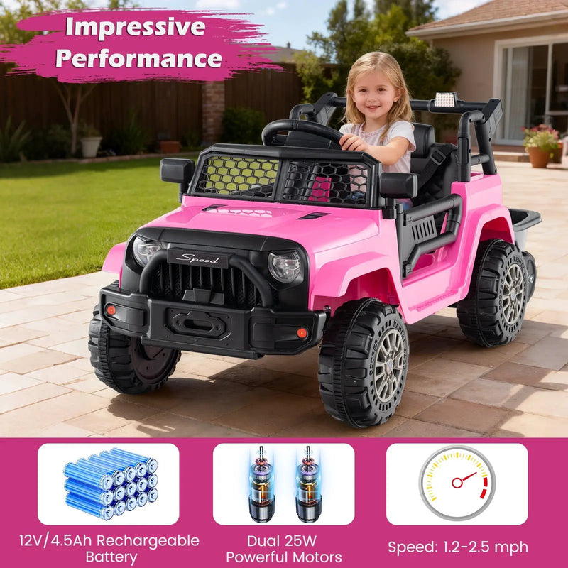 Kids Ride On UTV Car with Detachable Trailer 12V Battery Powered Ride On Truck by DirectDeals