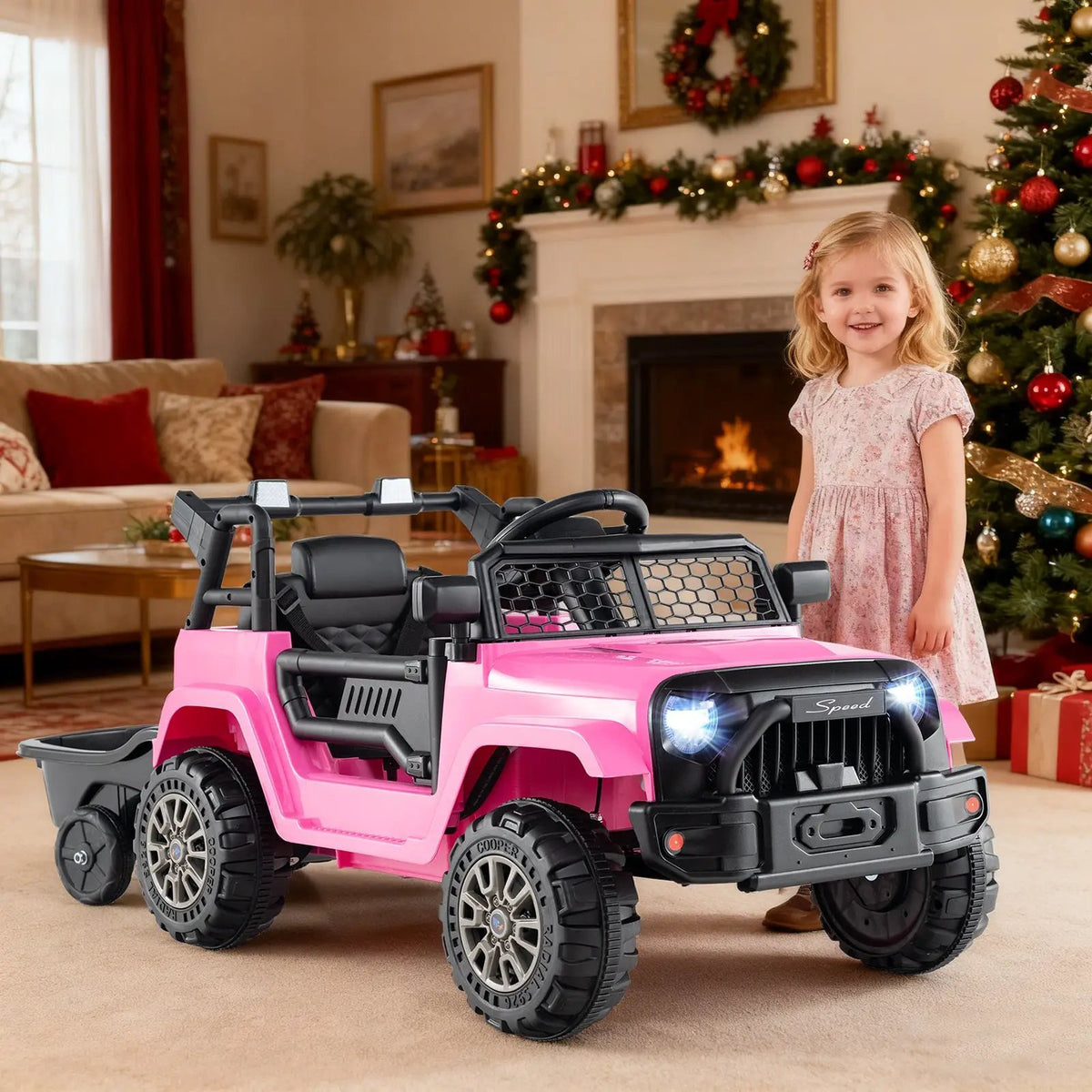 Kids Ride On UTV Car with Detachable Trailer 12V Battery Powered Ride On Truck, photo 3 of 24