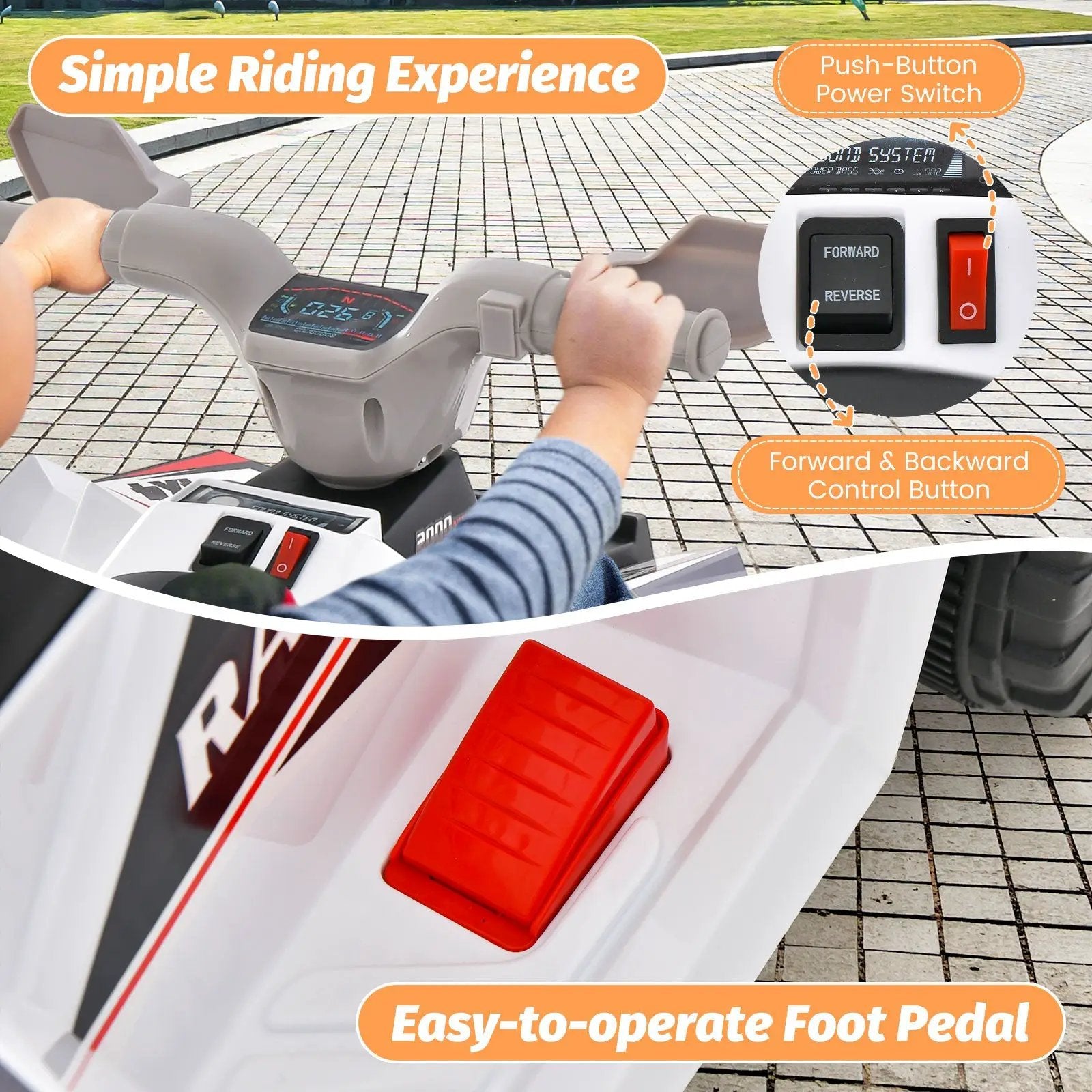 Kids Ride on ATV 4 Wheeler Quad Toy Car with Direction Control by DirectDeals