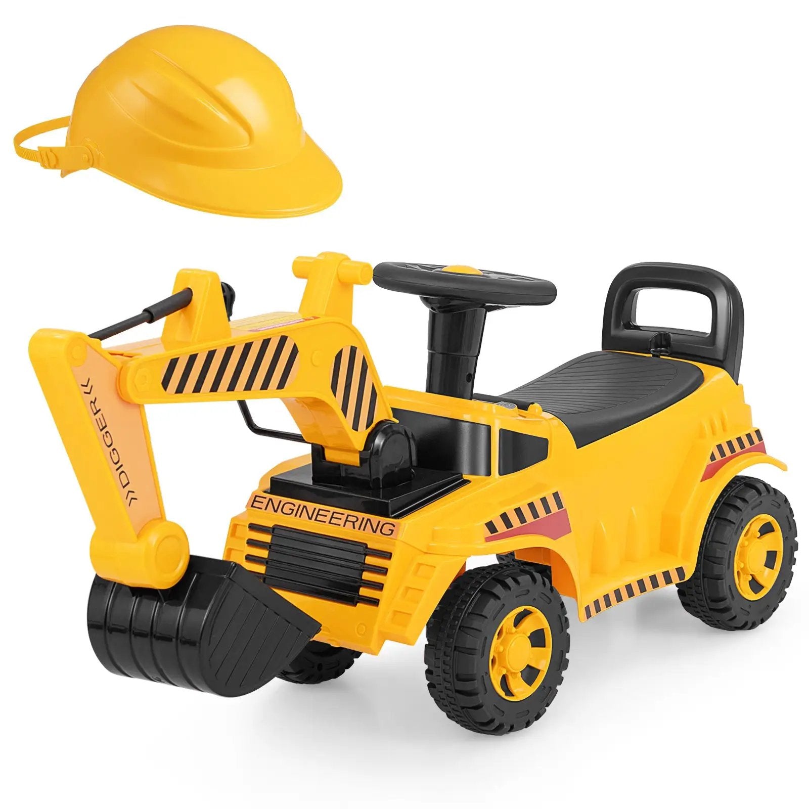 Kids Ride on Excavator with Adjustable Shovel-Yellow by DirectDeals