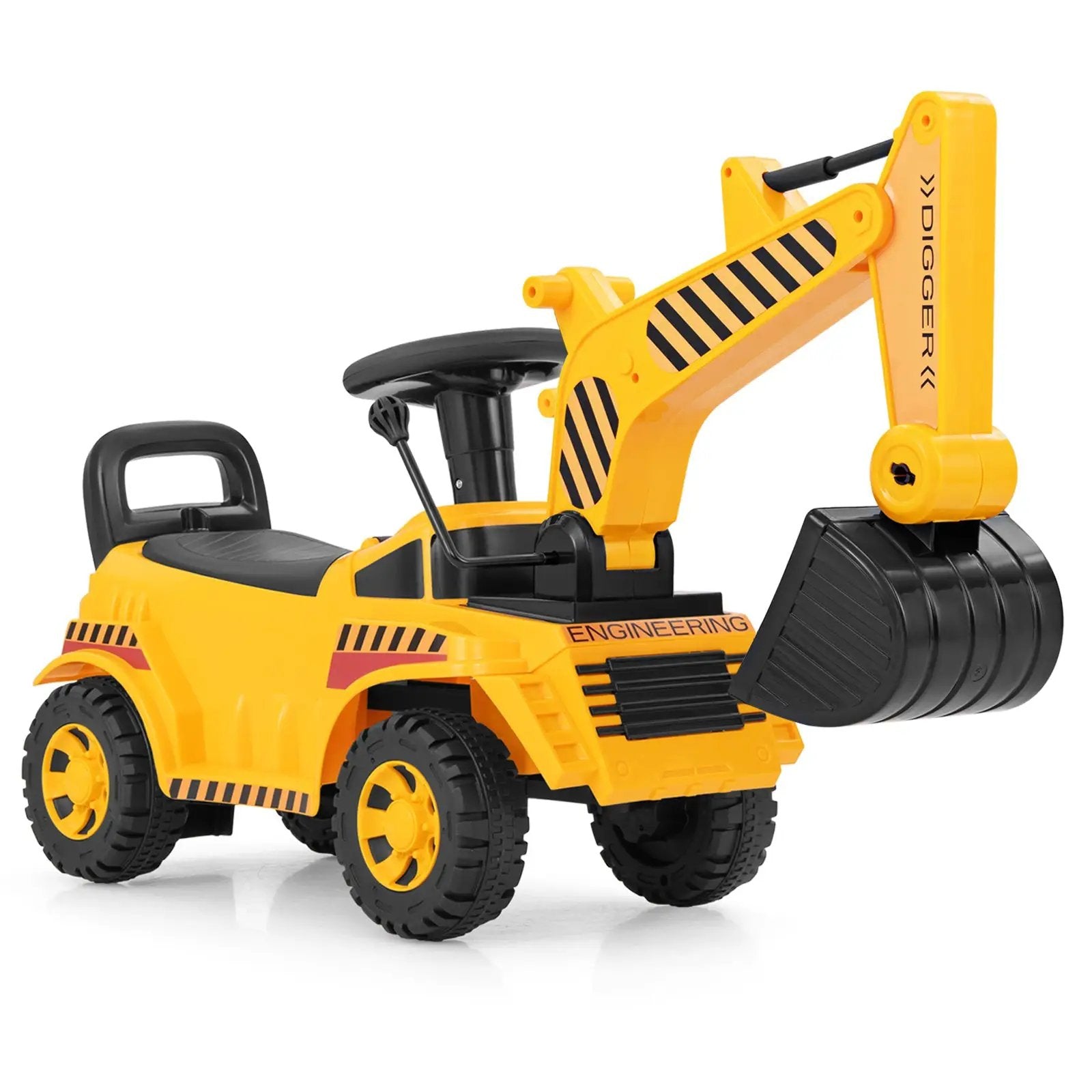 Kids Ride on Excavator with Adjustable Shovel-Yellow by DirectDeals