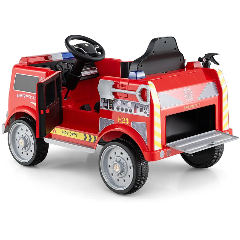 Kids Ride on Fire Truck with Remote Control and Extinguisher-Red by DirectDeals