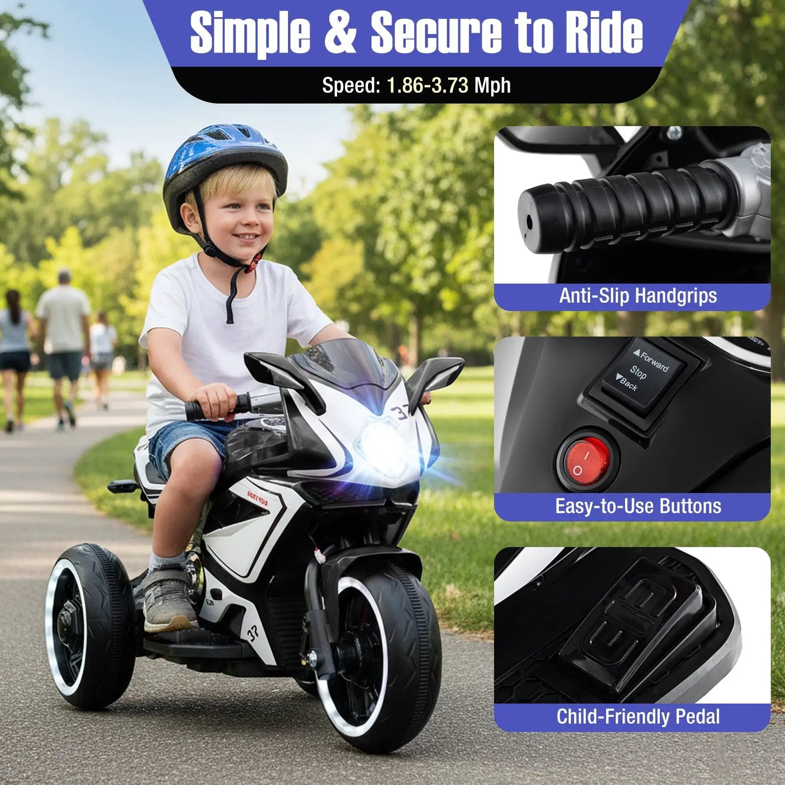 Kids Ride on Motorcycle 6V Battery Powered Mini Electric Motorbike with LED Lights by DirectDeals