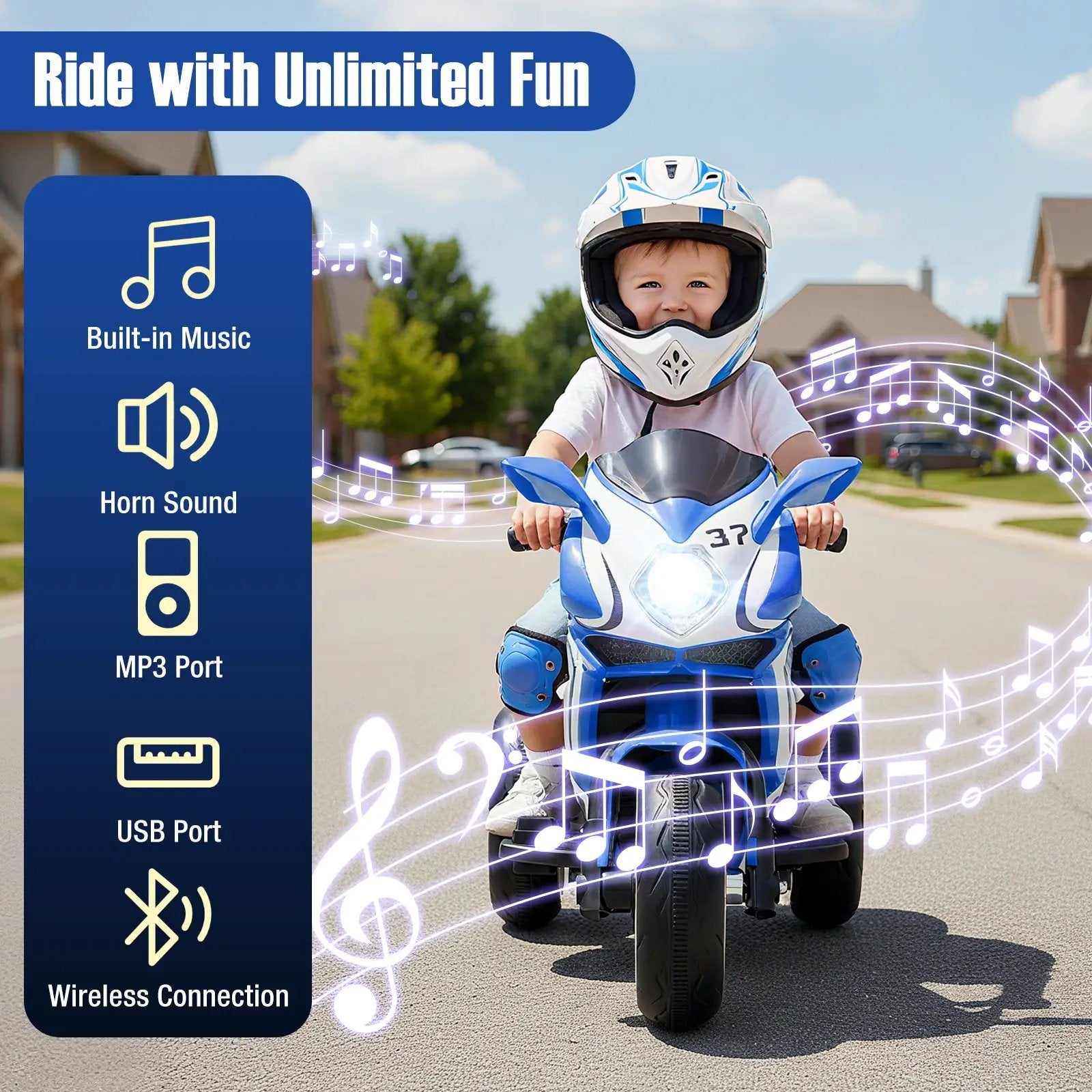Kids Ride on Motorcycle 6V Battery Powered Mini Electric Motorbike with LED Lights by DirectDeals