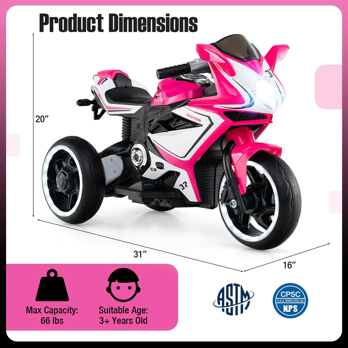 Kids Ride on Motorcycle 6V Battery Powered Mini Electric Motorbike with LED Lights, photo 14 of 32