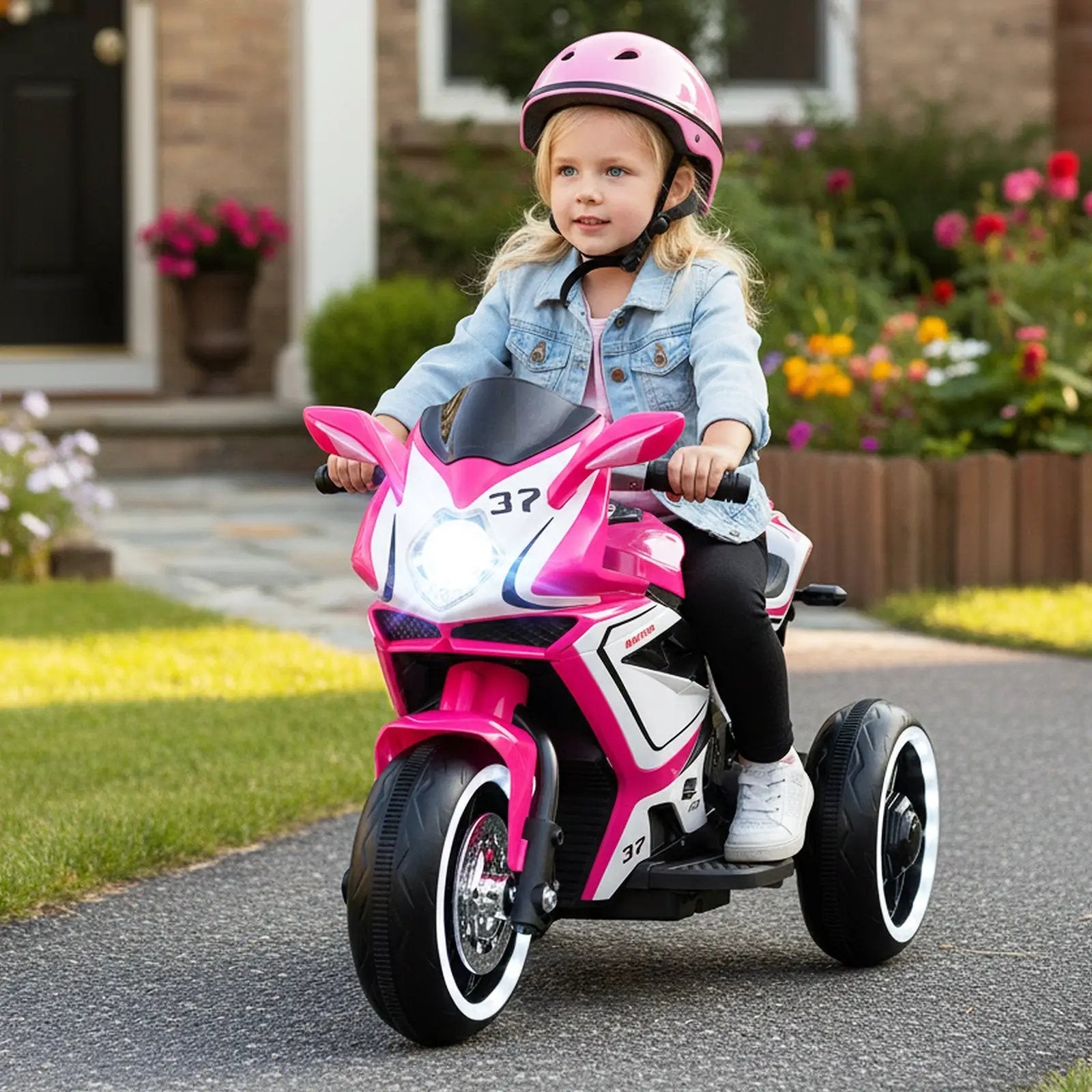 Kids Ride on Motorcycle 6V Battery Powered Mini Electric Motorbike with LED Lights by DirectDeals