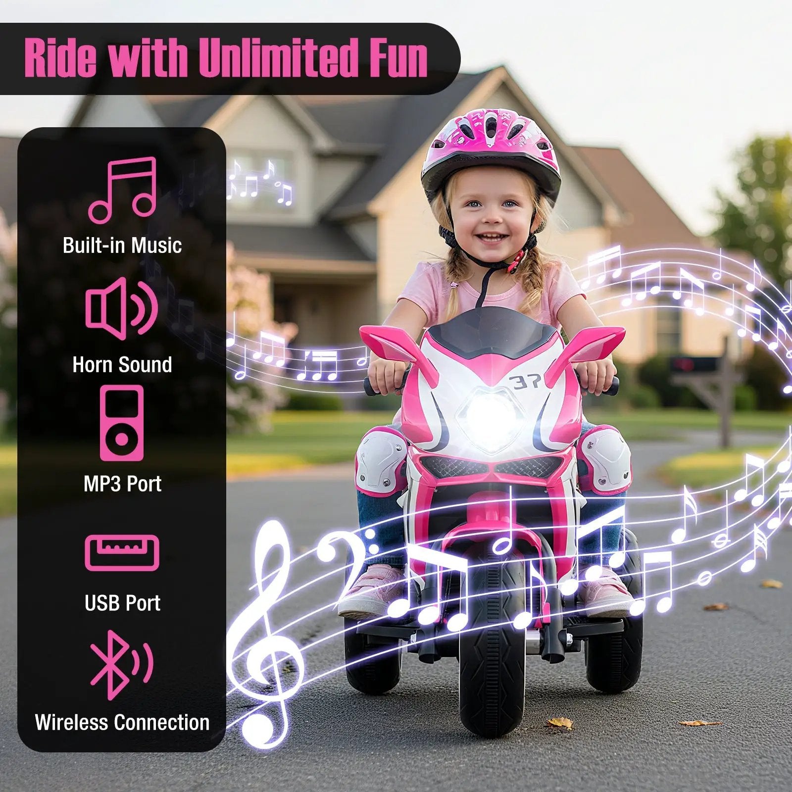 Kids Ride on Motorcycle 6V Battery Powered Mini Electric Motorbike with LED Lights by DirectDeals
