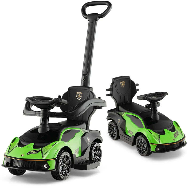 3-in-1 Licensed Lamborghini Ride on Push Car with Handle Guardrail by DirectDeals