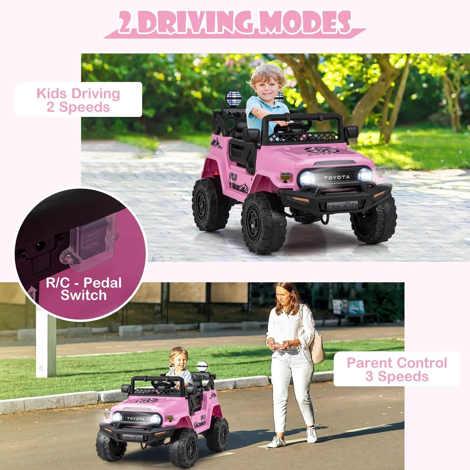 12V 7Ah Licensed Toyota FJ Cruiser Electric Car with Remote Control-Pink by DirectDeals