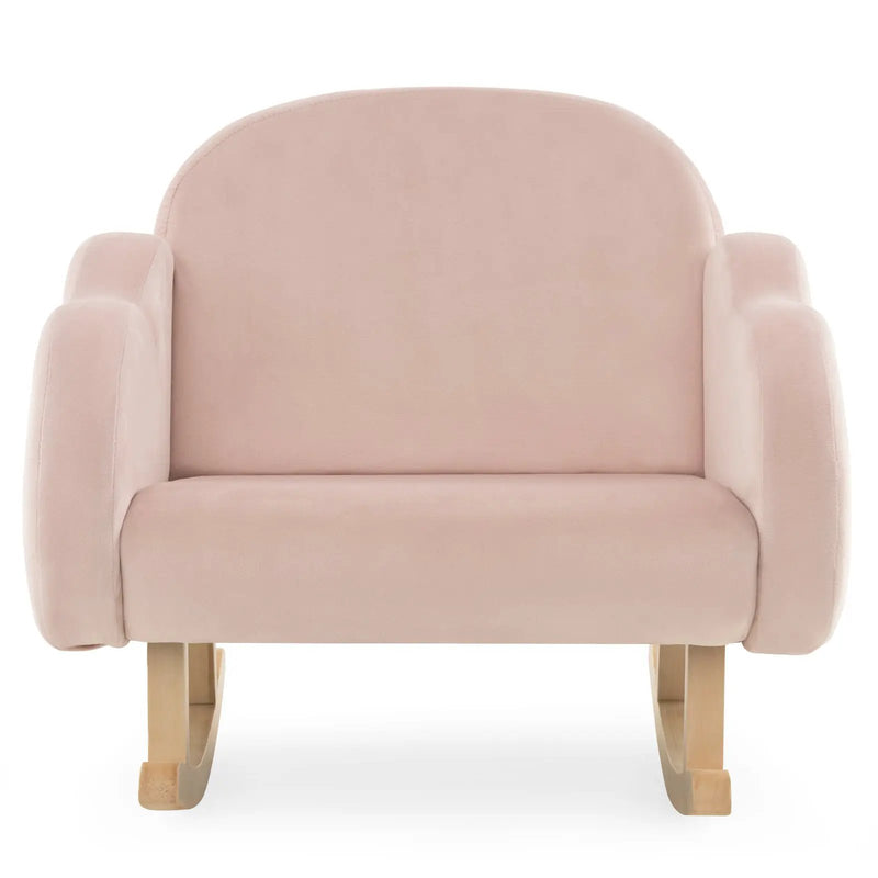 Upholstered Toddler Rocker with Solid Wood Legs and Non-slip Foot Pads-Pink by DirectDeals