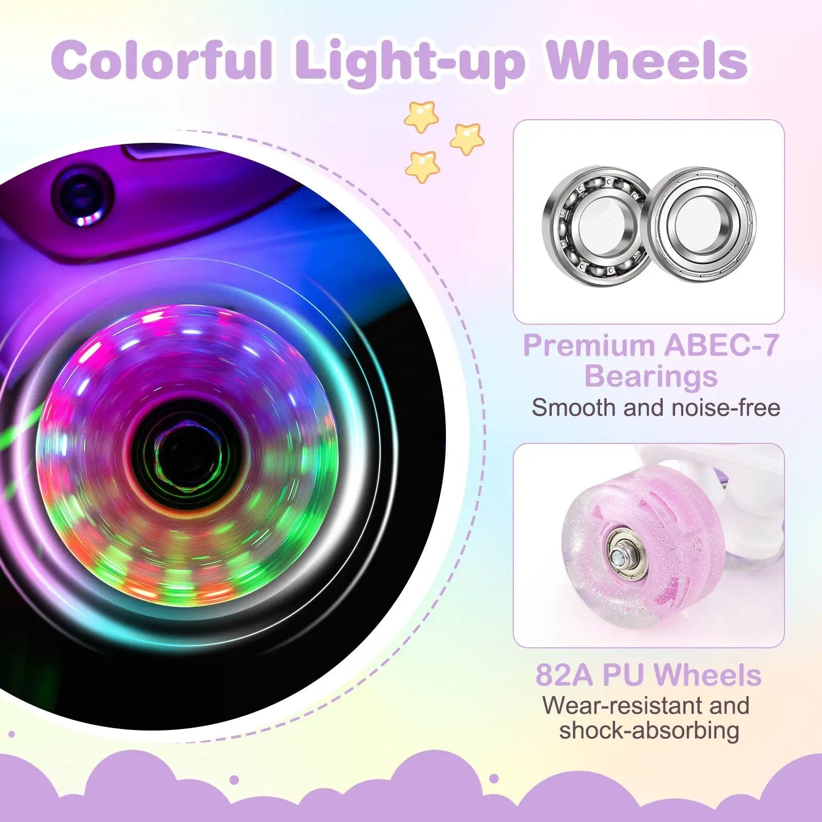 Kids Roller Skates 4 Sizes Adjustable Quad Skates with Light-up Wheels and Safety Protection by DirectDeals