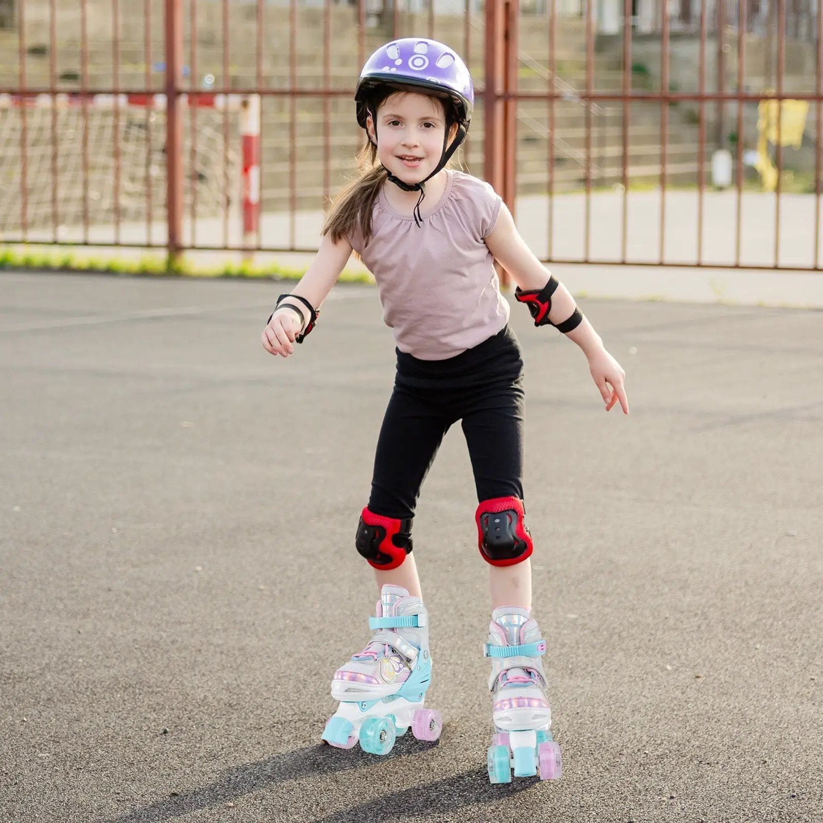 Kids Roller Skates 4 Sizes Adjustable Quad Skates with Light-up Wheels by DirectDeals