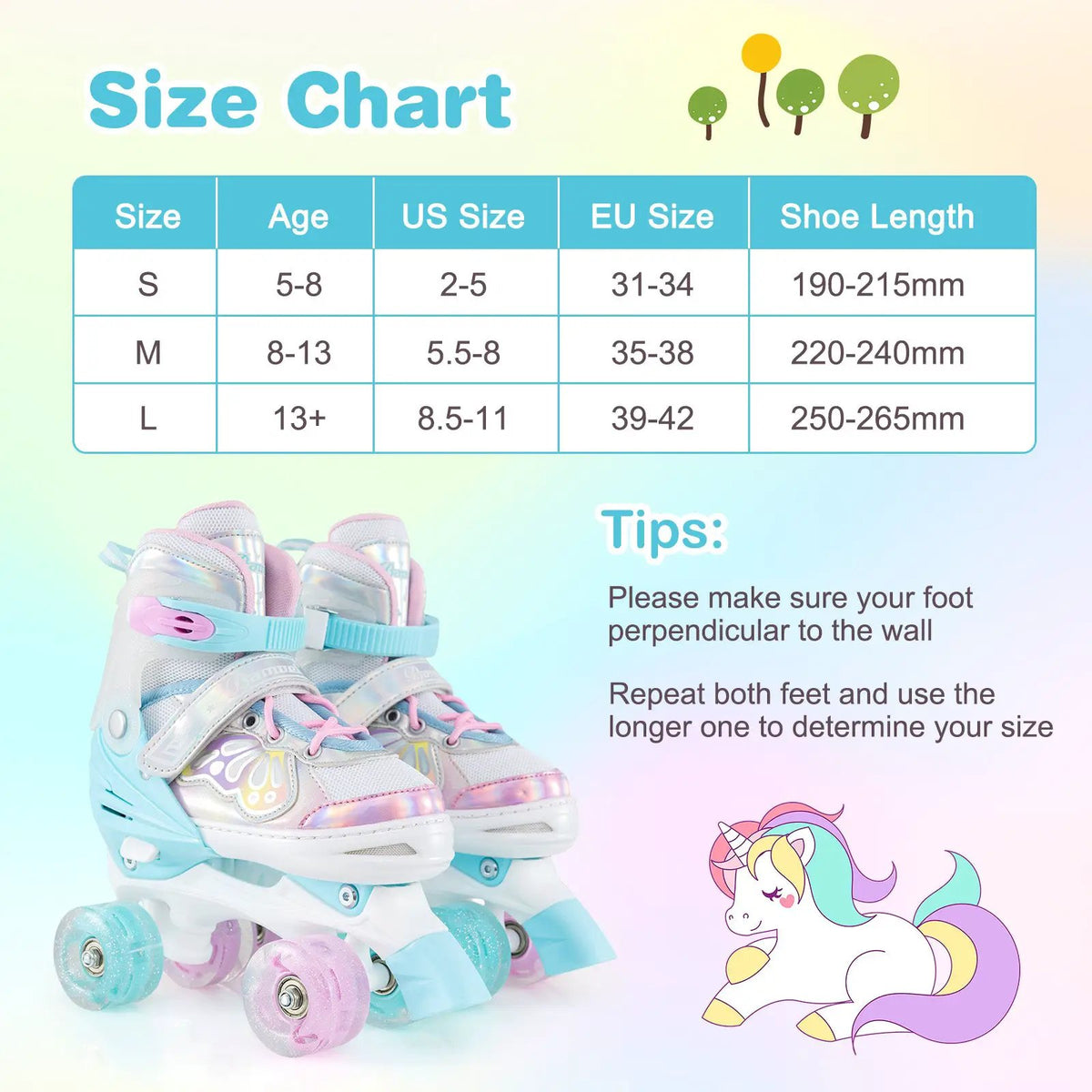 Kids Roller Skates 4 Sizes Adjustable Quad Skates with Light-up Wheels, photo 13 of 24