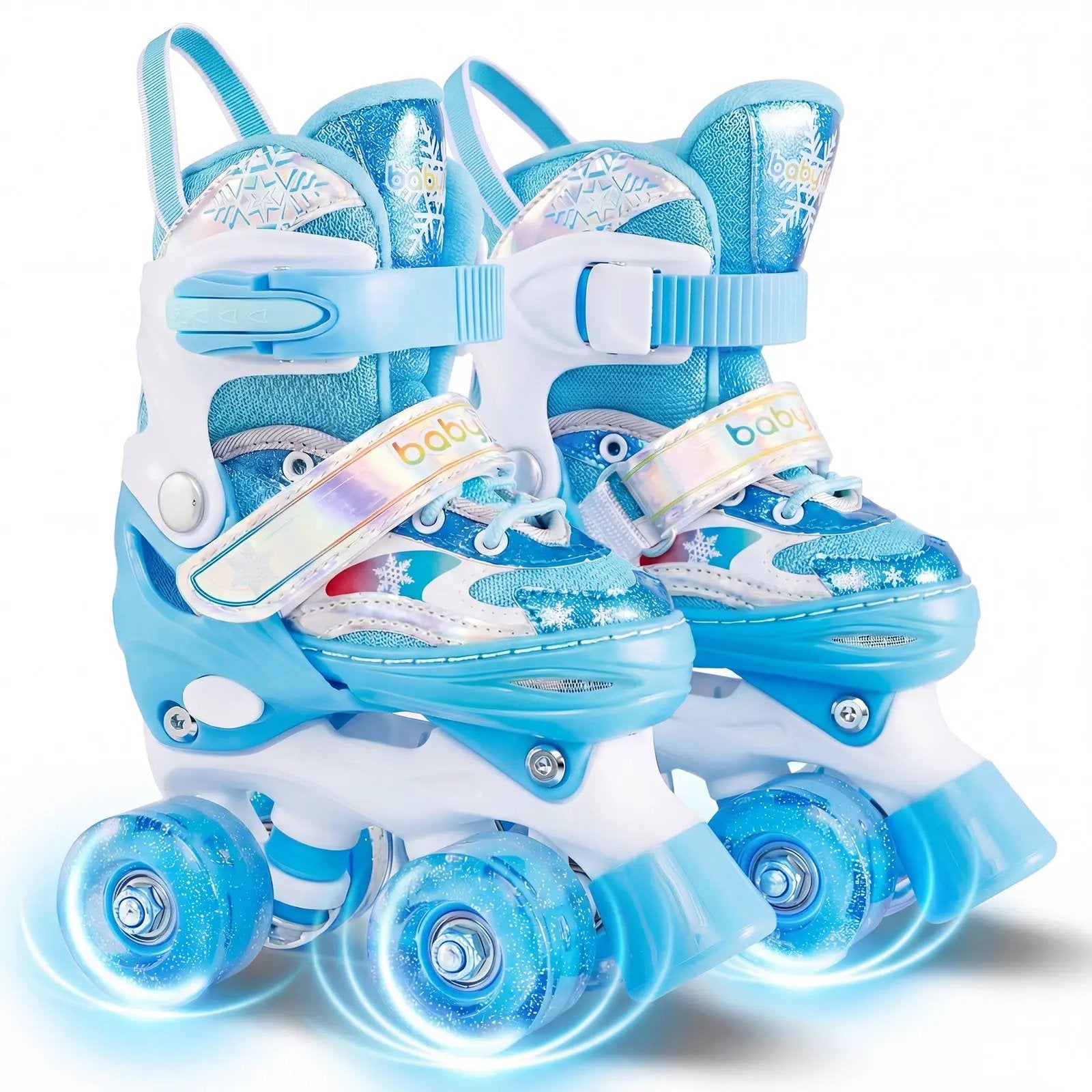 Kids Roller Skates 4 Sizes Adjustable with Light-up Wheels for Toddler Aged 3-4 (XS) by DirectDeals