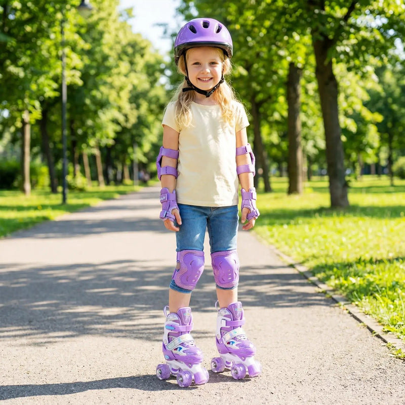 Kids Roller Skates 4 Sizes Adjustable with Light-up Wheels for Toddler Aged 5-7 (S) by DirectDeals