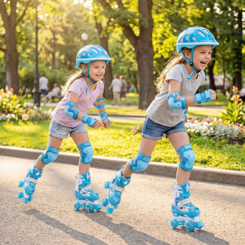 Kids Roller Skates 4 Sizes Adjustable with Light-up Wheels for Toddler Aged 5-7 (S) by DirectDeals