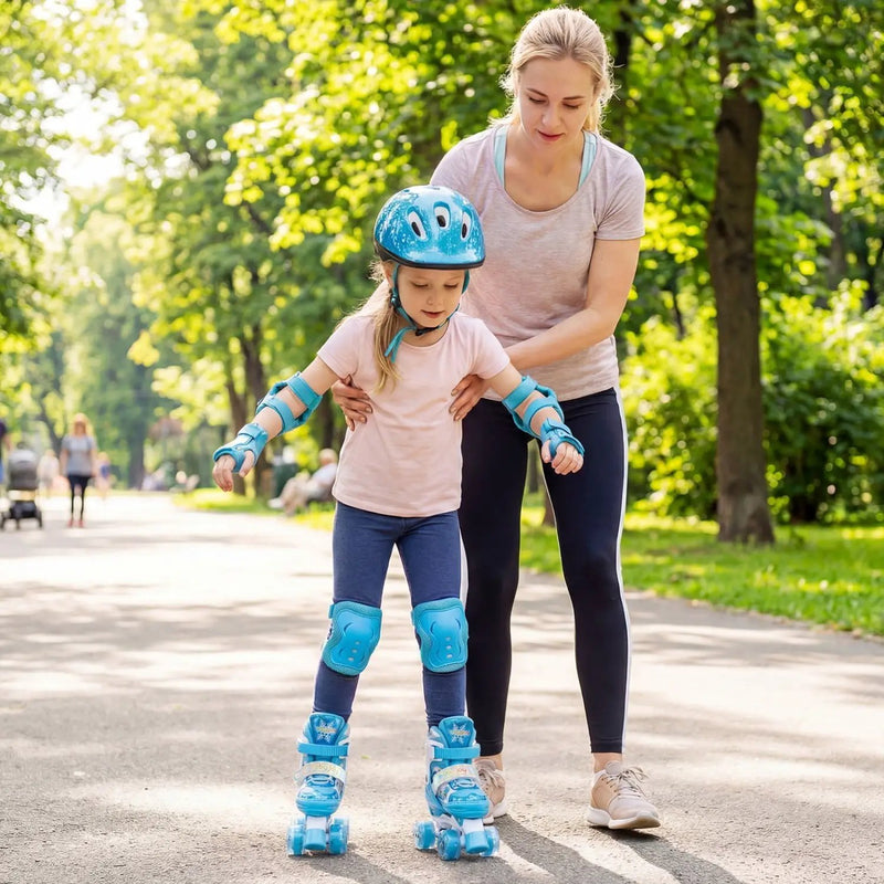 Kids Roller Skates 4 Sizes Adjustable with Light-up Wheels for Toddler Aged 5-7 (S) by DirectDeals