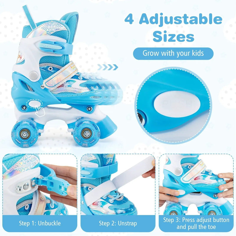 Kids Roller Skates 4 Sizes Adjustable with Light-up Wheels for Toddler Aged 5-7 (S) by DirectDeals