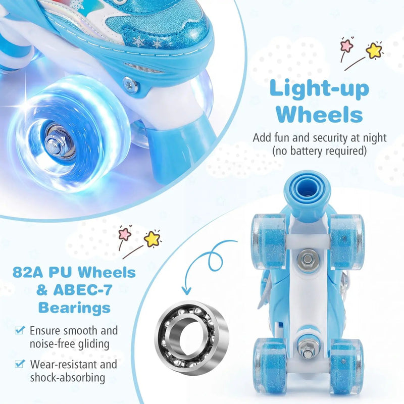 Kids Roller Skates 4 Sizes Adjustable with Light-up Wheels for Toddler Aged 5-7 (S) by DirectDeals