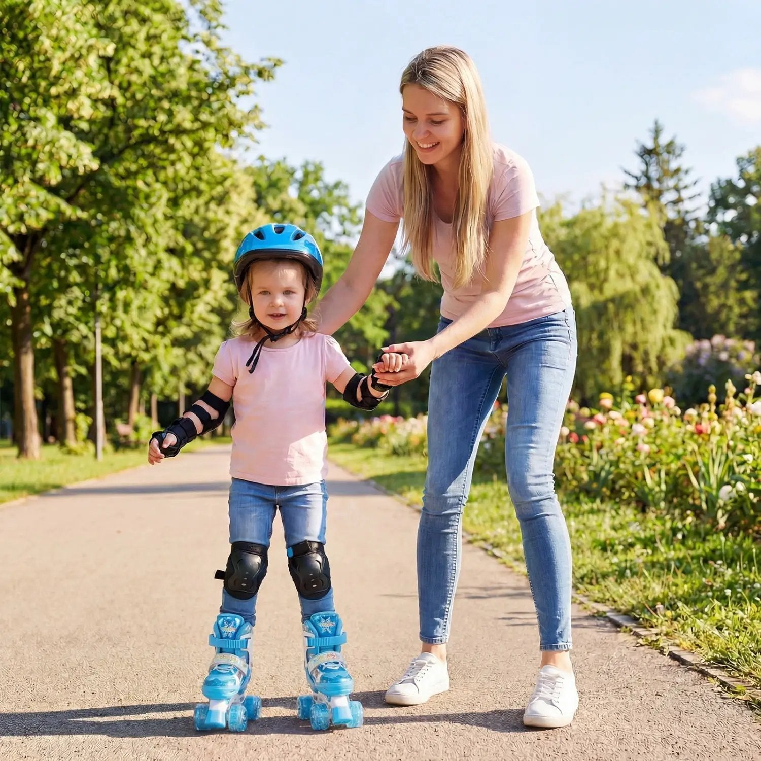 Kids Roller Skates 4 Sizes Adjustable with Light-up Wheels for Toddler Aged 3-4 (XS) by DirectDeals