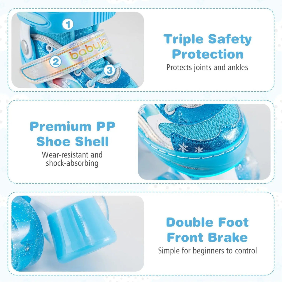 Kids Roller Skates 4 Sizes Adjustable with Light-up Wheels for Toddler Aged 3-4 (XS), photo 16 of 16