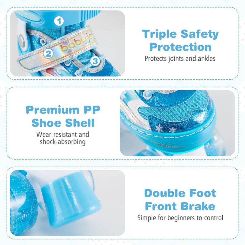 Kids Roller Skates 4 Sizes Adjustable with Light-up Wheels for Toddler Aged 3-4 (XS) by DirectDeals