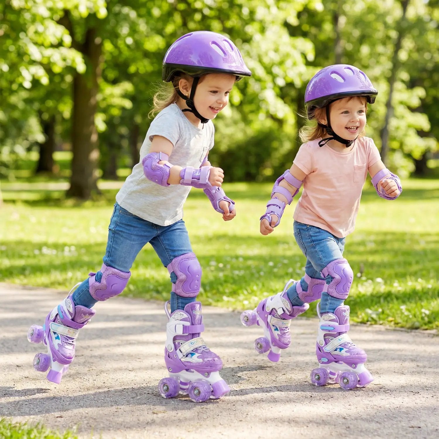 Kids Roller Skates 4 Sizes Adjustable with Light-up Wheels for Toddler Aged 3-4 (XS) by DirectDeals