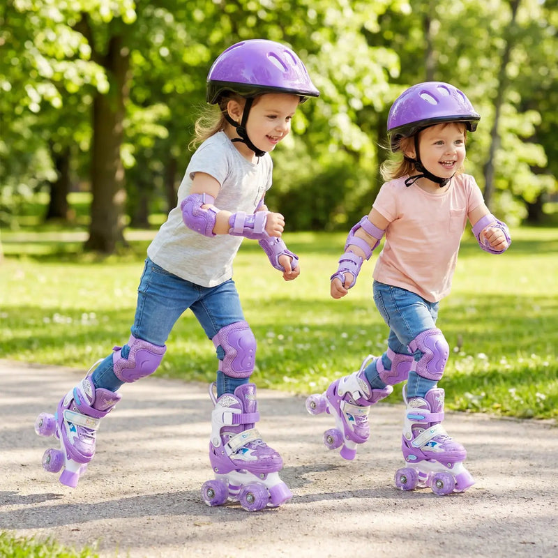 Kids Roller Skates 4 Sizes Adjustable with Light-up Wheels for Toddler Aged 3-4 (XS) by DirectDeals