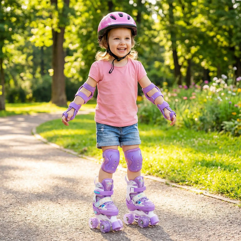 Kids Roller Skates 4 Sizes Adjustable with Light-up Wheels for Toddler Aged 3-4 (XS) by DirectDeals