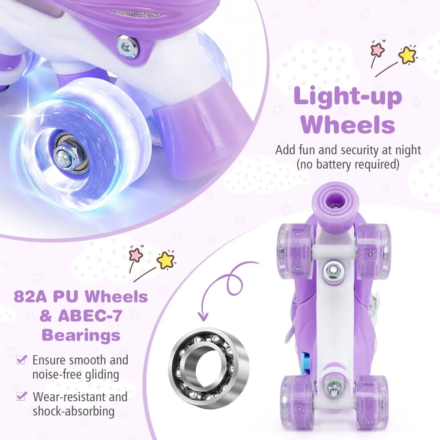 Kids Roller Skates for Girls Boys with Light-up Wheels and Safety Protection by DirectDeals