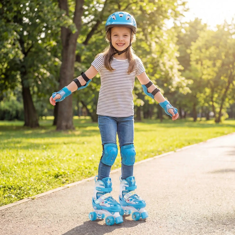 Kids Roller Skates for Girls Boys with Light-up Wheels and Safety Protection by DirectDeals