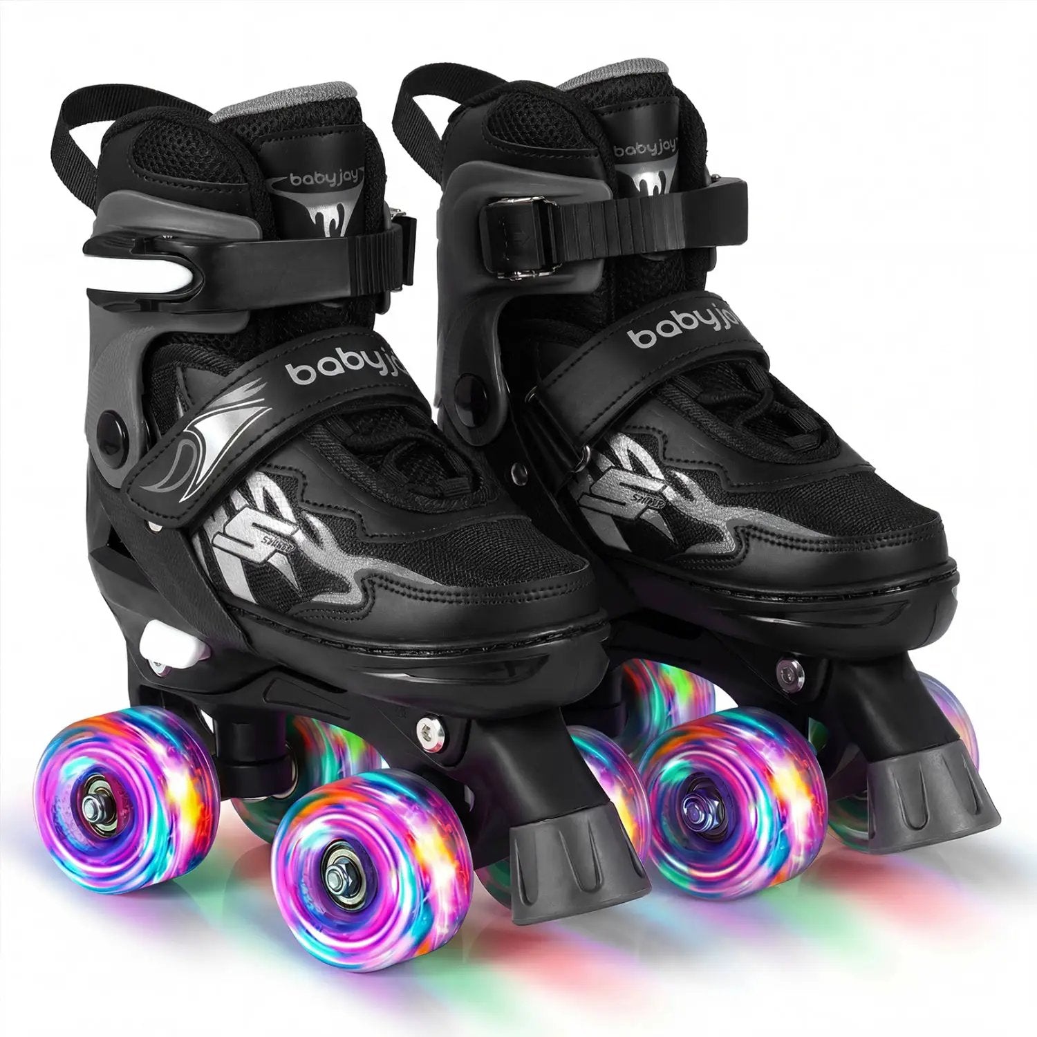 Kids Roller Skates for Girls Boys 4 Sizes Adjustable Quad Skates with Light-up Wheels by DirectDeals