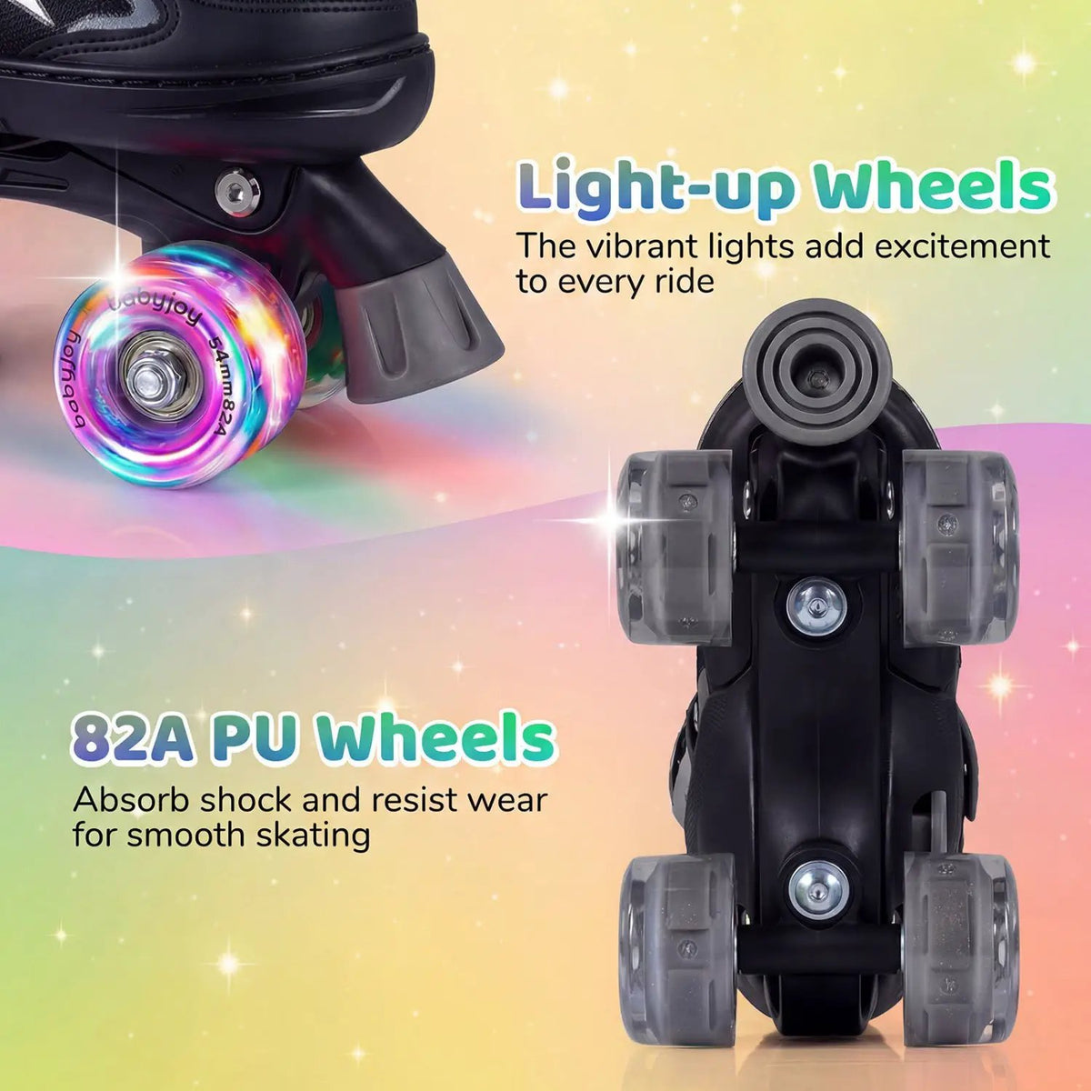 Kids Roller Skates for Girls Boys 4 Sizes Adjustable Quad Skates with Light-up Wheels, photo 16 of 24